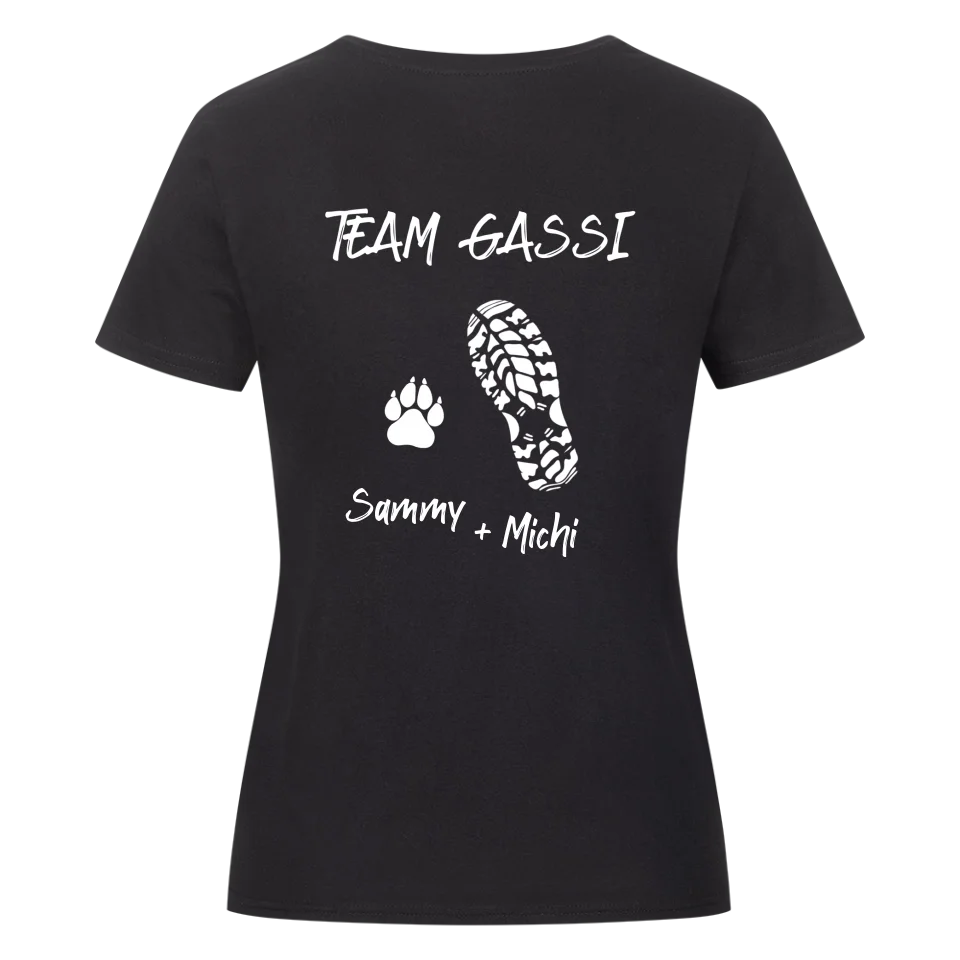 Team Gassi - Personalisierbares Damen Shirt Rückendruck