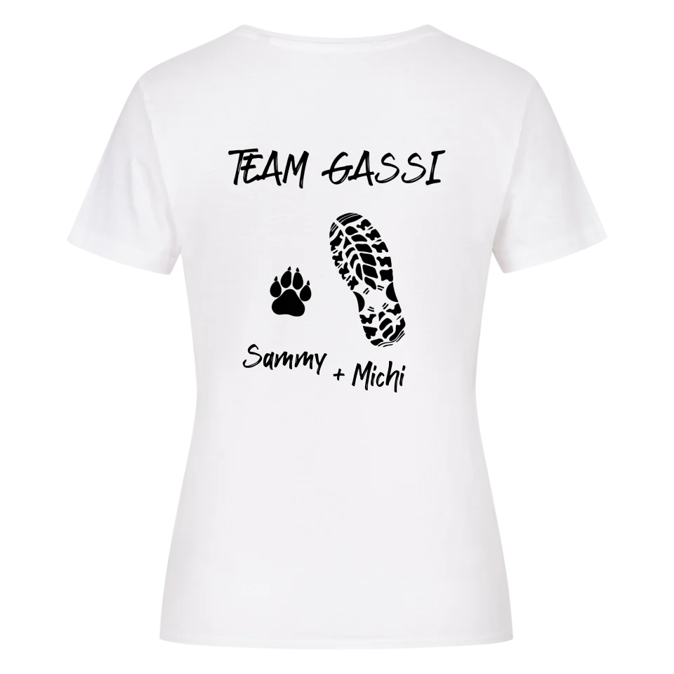 Team Gassi - Personalisierbares Damen Shirt Rückendruck