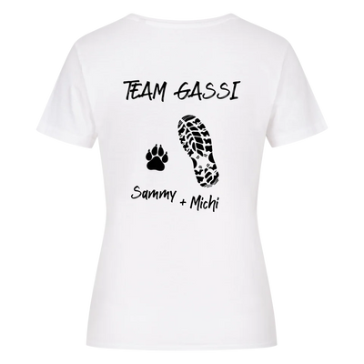 Team Gassi - Personalisierbares Damen Shirt Rückendruck