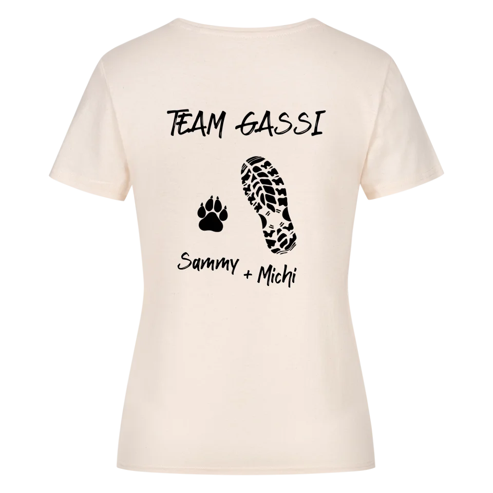 Team Gassi - Personalisierbares Damen Shirt Rückendruck