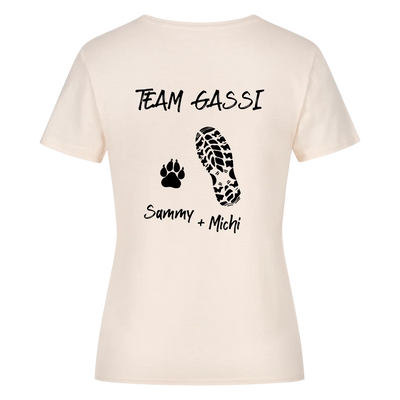 Team Gassi - Personalisierbares Damen Shirt Rückendruck