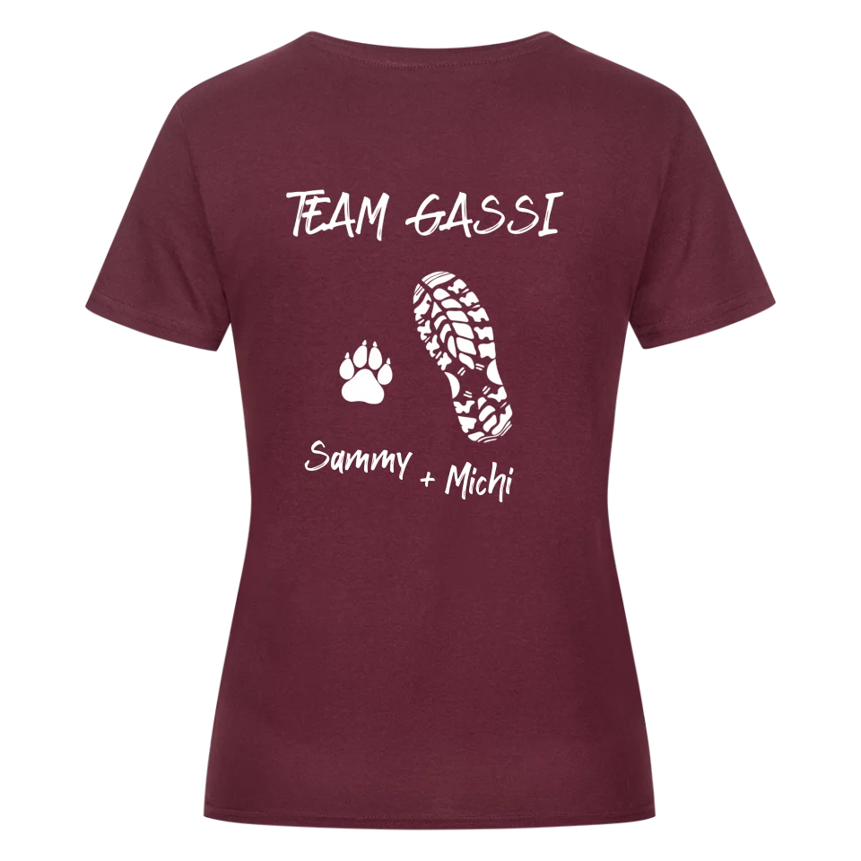 Team Gassi - Personalisierbares Damen Shirt Rückendruck