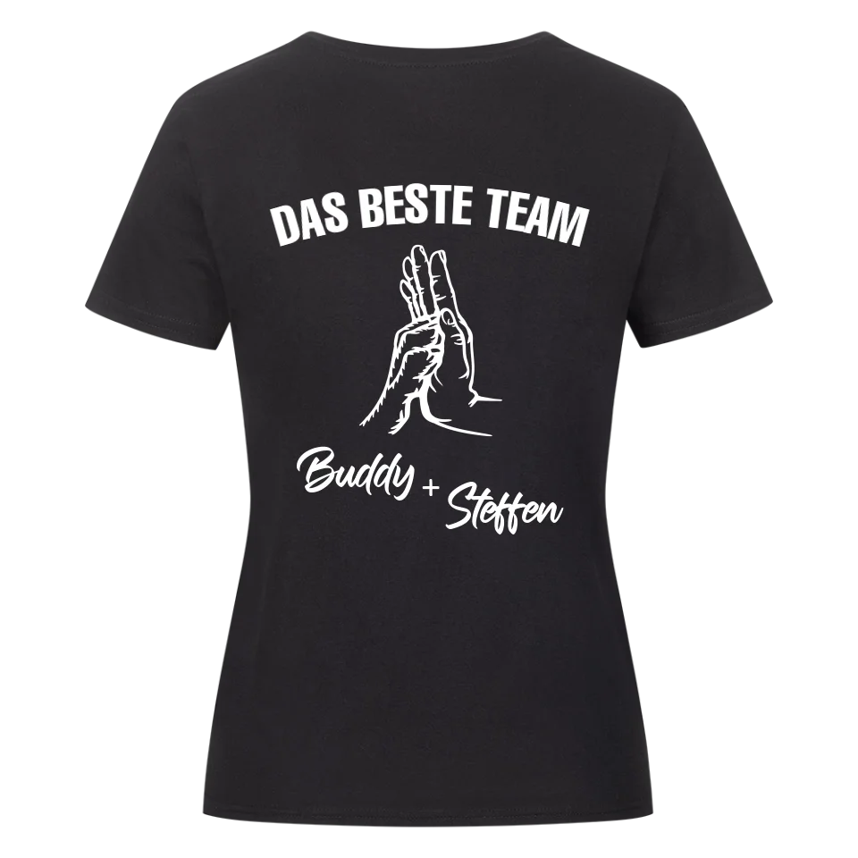 Das beste Team - Personalisierbares Damen Shirt Rückendruck