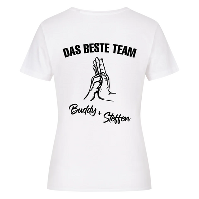 Das beste Team - Personalisierbares Damen Shirt Rückendruck