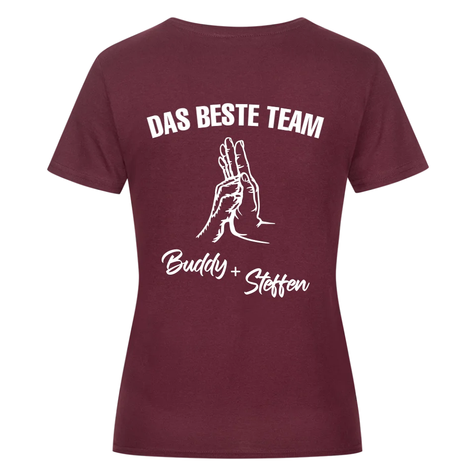 Das beste Team - Personalisierbares Damen Shirt Rückendruck