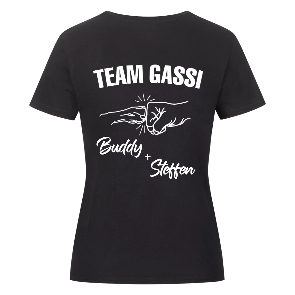 Team Gassi Fauststoß - Individuelles Damen Shirt Rückendruck