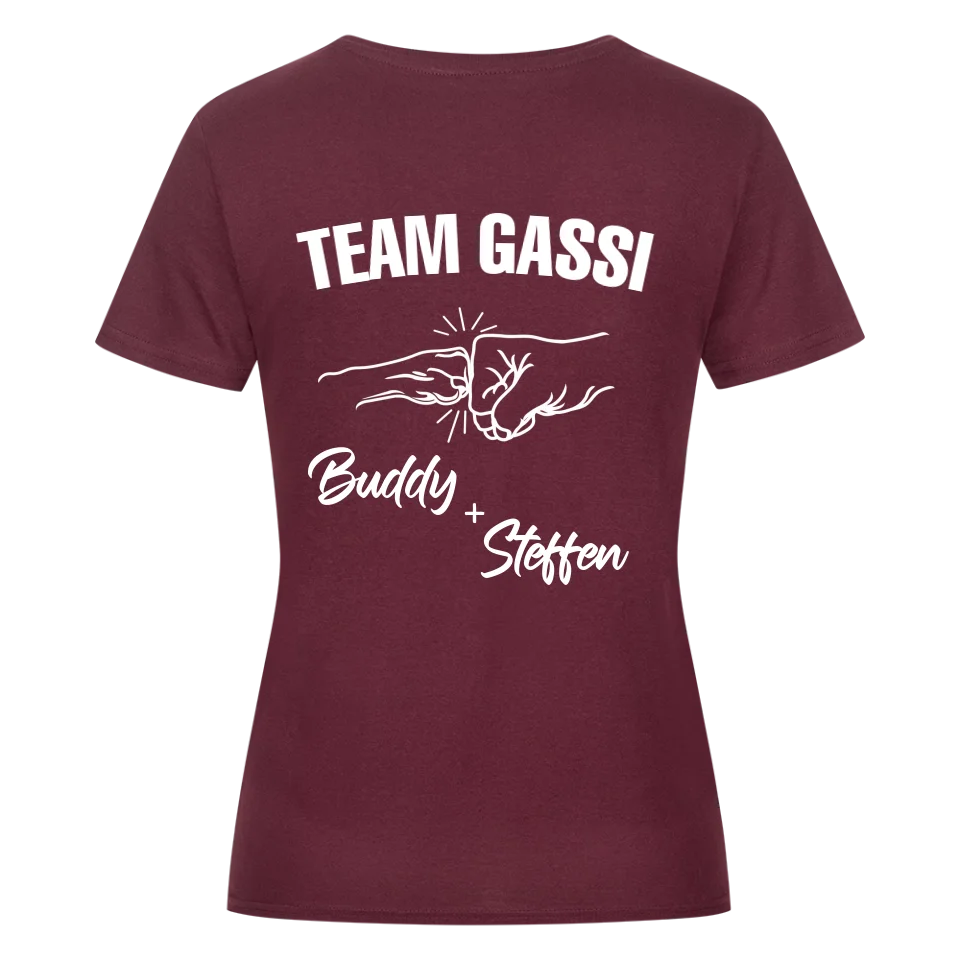 Team Gassi Fauststoß - Individuelles Damen Shirt Rückendruck