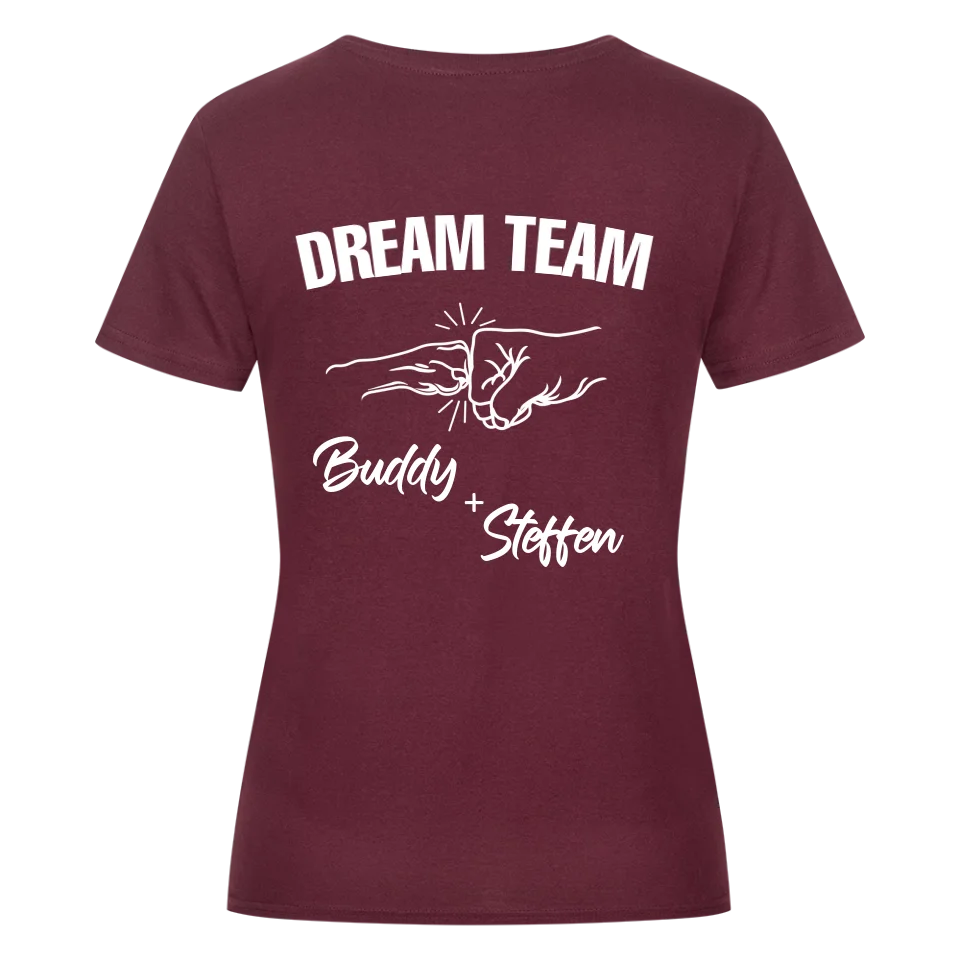 Dream Team Fauststoß - Individuelles Damen Shirt Rückendruck