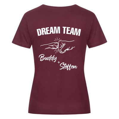 Dream Team Fauststoß - Individuelles Damen Shirt Rückendruck
