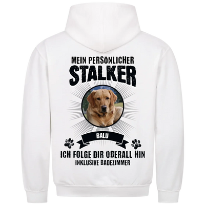 Mein persönlicher Stalker - Personalisierbarer Unisex Hoodie Rückendruck