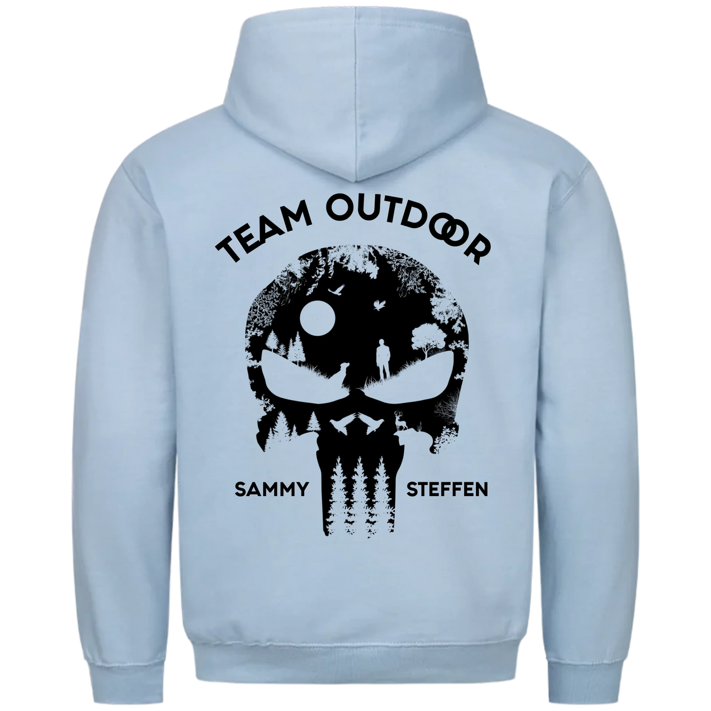 Team Outdoor Skull - Individueller Hoodie Unisex Rückendruck