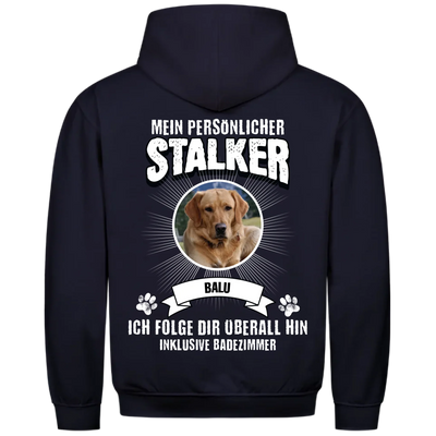 Mein persönlicher Stalker - Personalisierbarer Unisex Hoodie Rückendruck