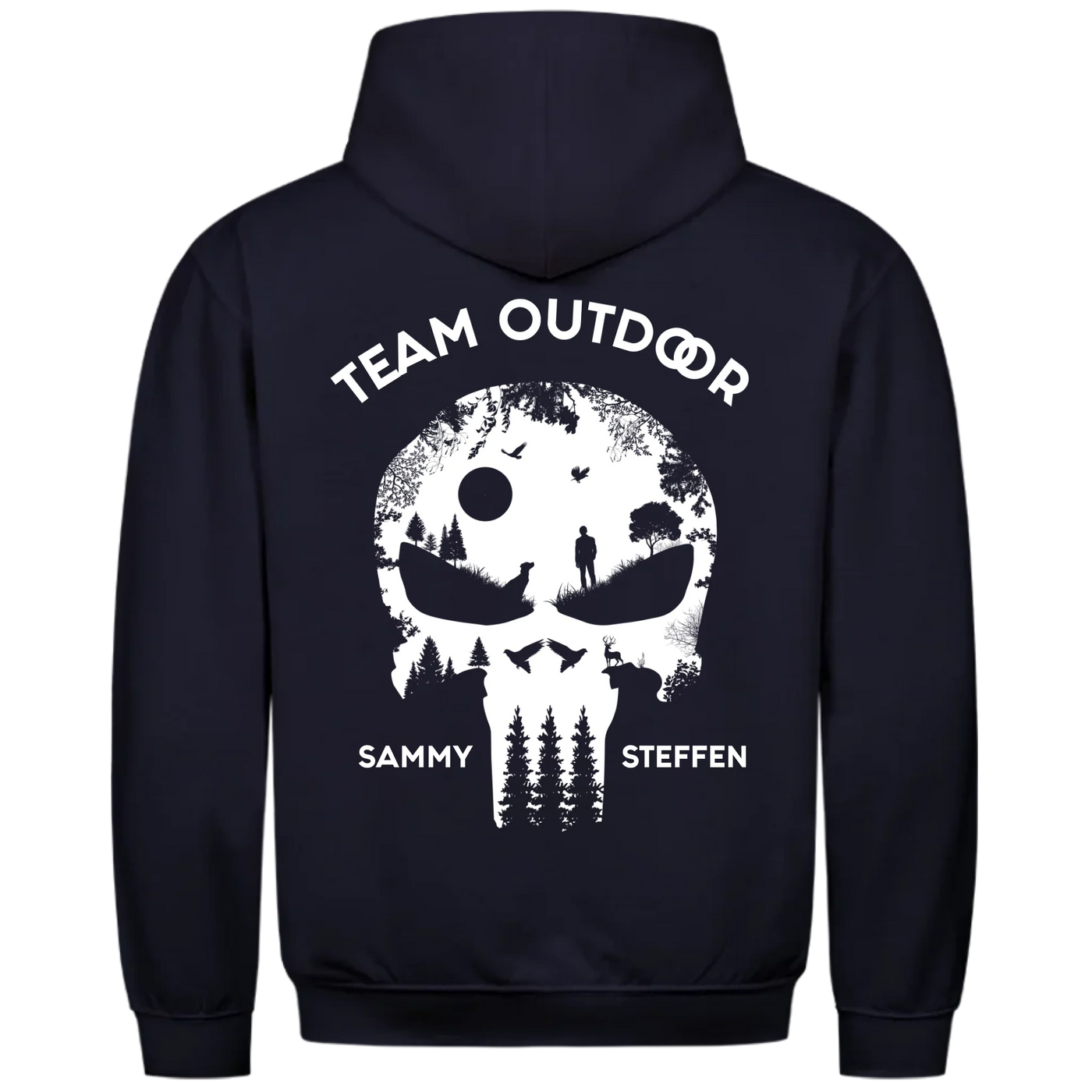 Team Outdoor Skull - Individueller Hoodie Unisex Rückendruck