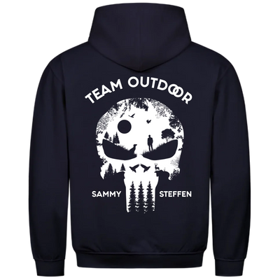 Team Outdoor Skull - Individueller Hoodie Unisex Rückendruck
