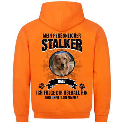 Mein persönlicher Stalker - Personalisierbarer Unisex Hoodie Rückendruck