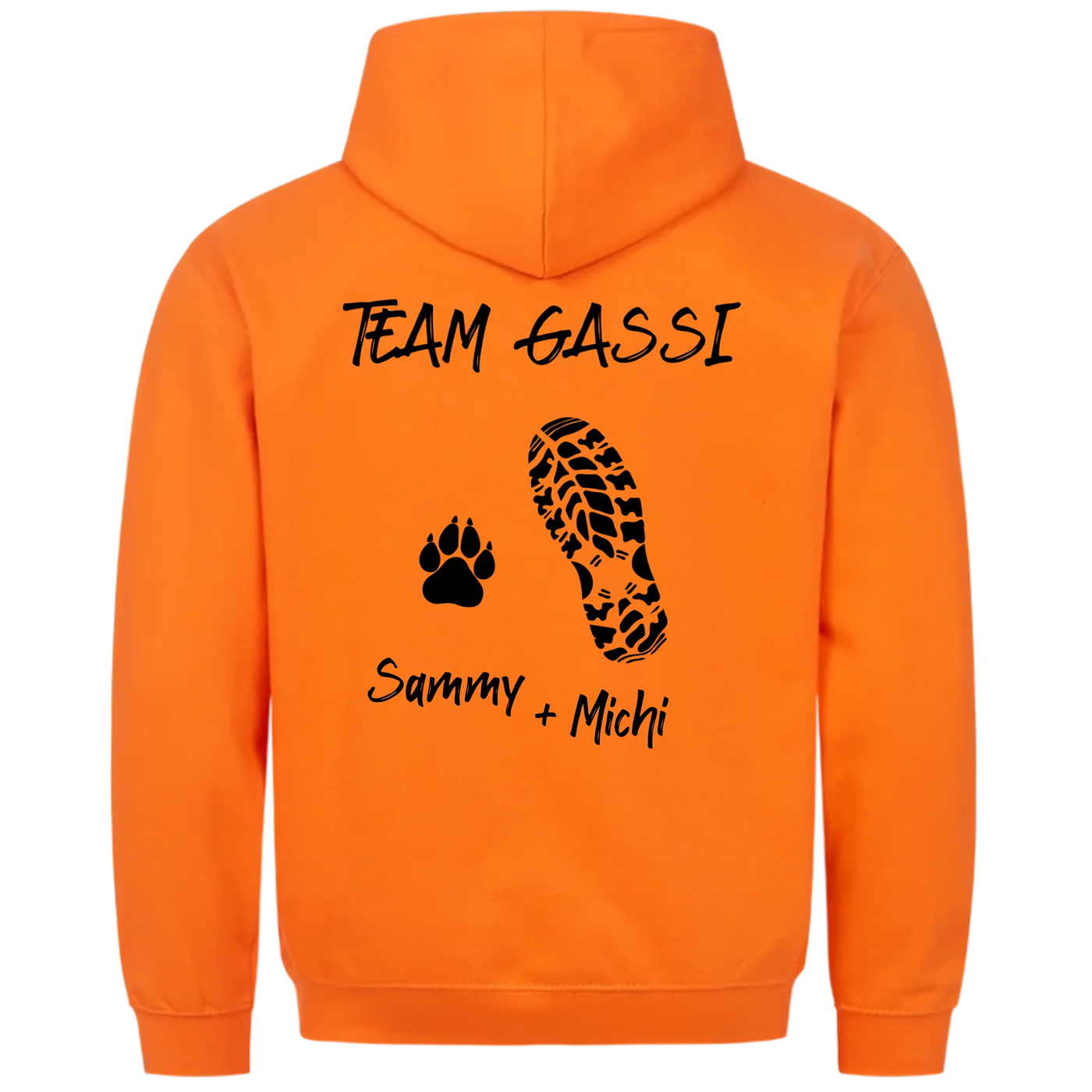 Team Gassi Fußabdruck - Personalisierbarer Unisex Hoodie Rückendruck
