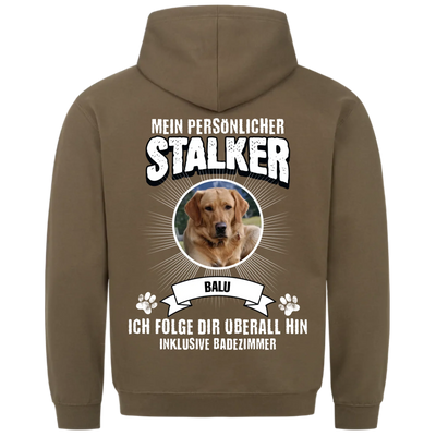 Mein persönlicher Stalker - Personalisierbarer Unisex Hoodie Rückendruck