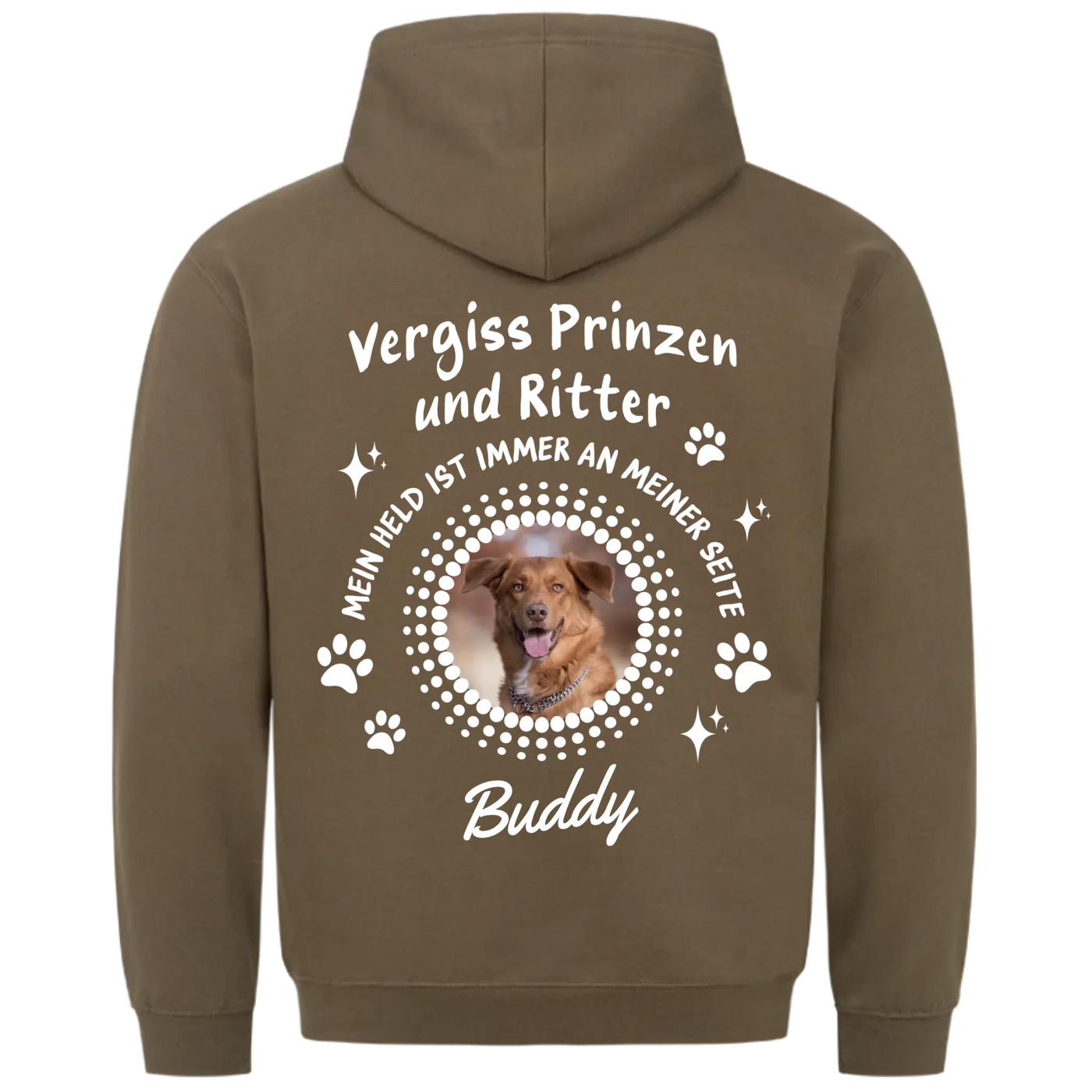 Vergiss Prinzen und Ritter - Personalisierbarer Hoodie Unisex Rückendruck