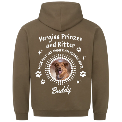 Vergiss Prinzen und Ritter - Personalisierbarer Hoodie Unisex Rückendruck