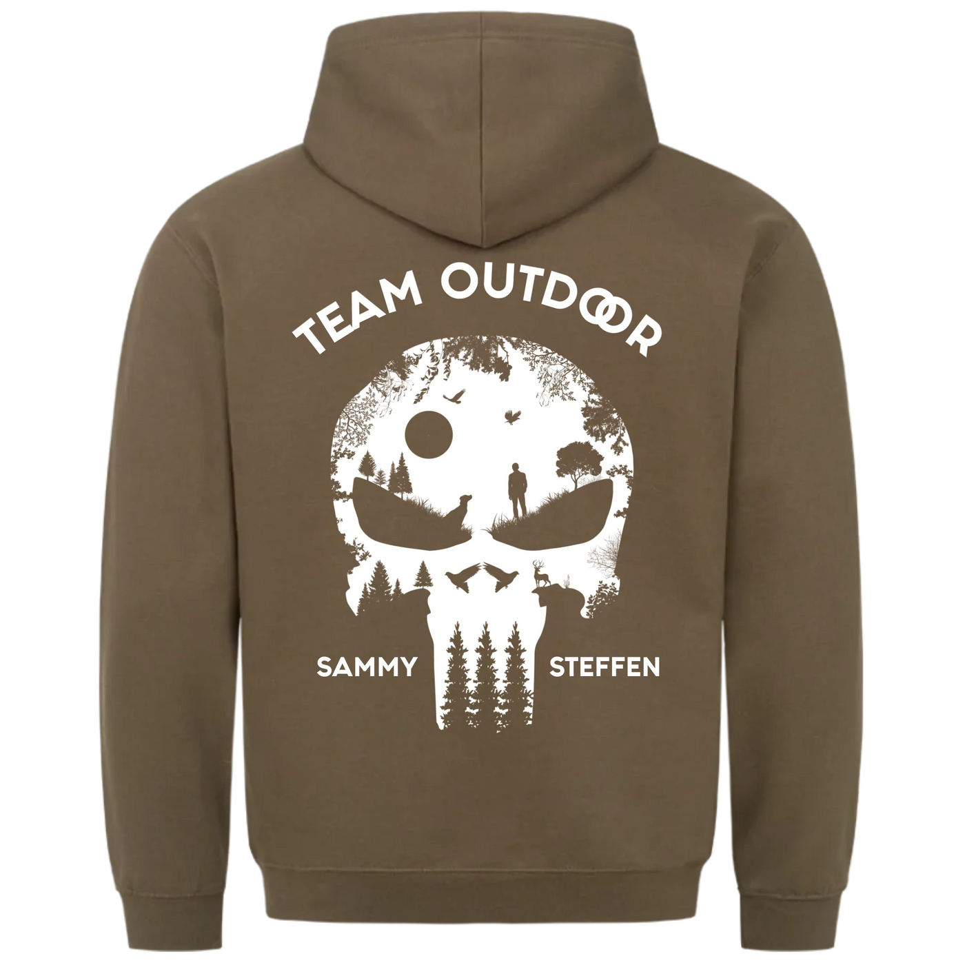 Team Outdoor Skull - Individueller Hoodie Unisex Rückendruck