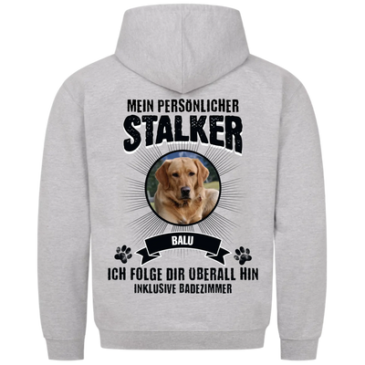 Mein persönlicher Stalker - Personalisierbarer Unisex Hoodie Rückendruck
