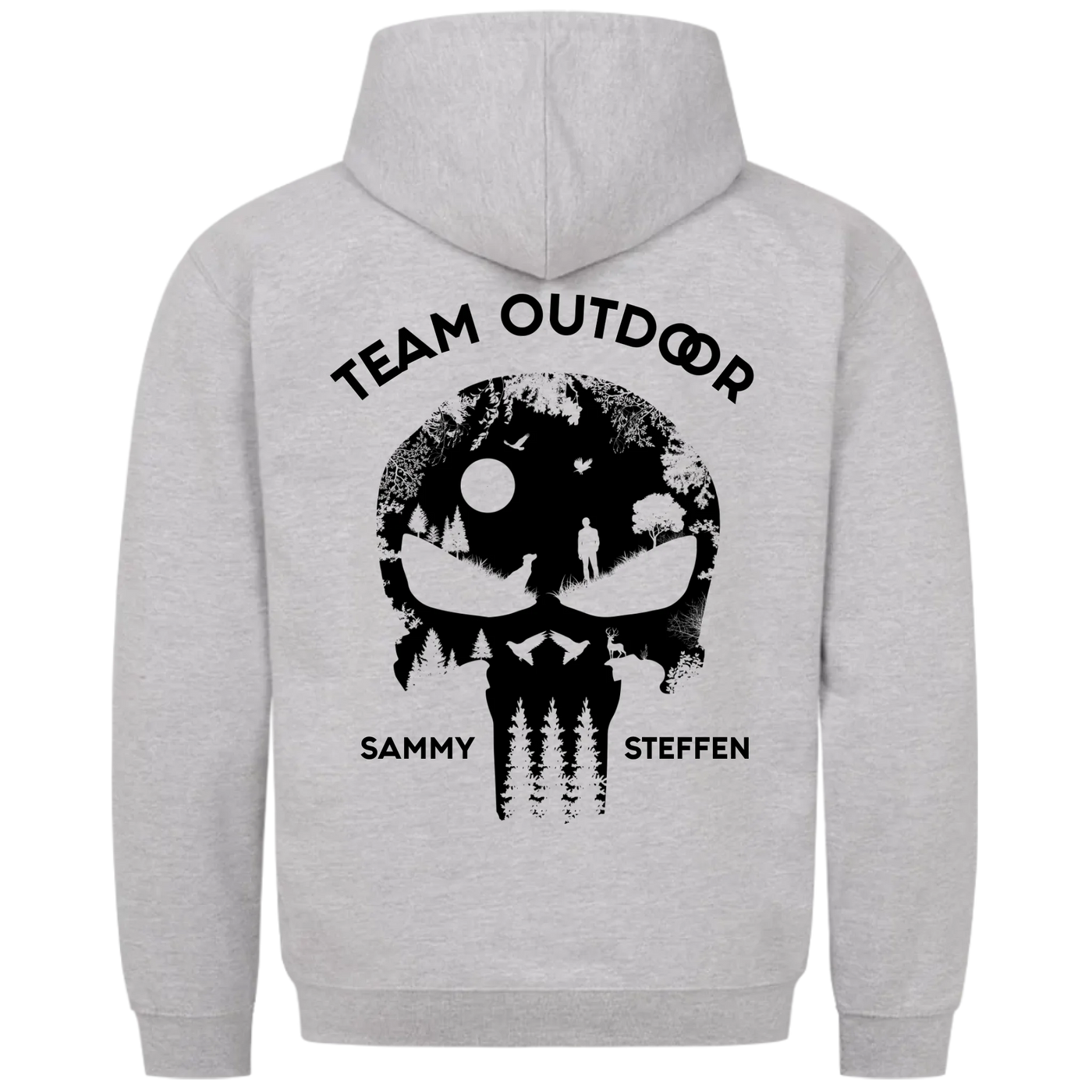 Team Outdoor Skull - Individueller Hoodie Unisex Rückendruck