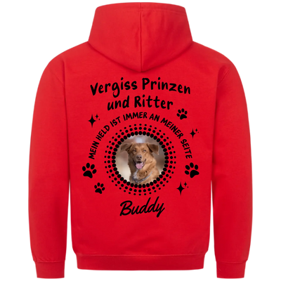 Vergiss Prinzen und Ritter - Personalisierbarer Hoodie Unisex Rückendruck