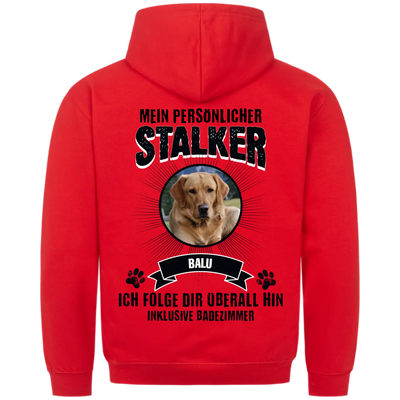 Mein persönlicher Stalker - Personalisierbarer Unisex Hoodie Rückendruck
