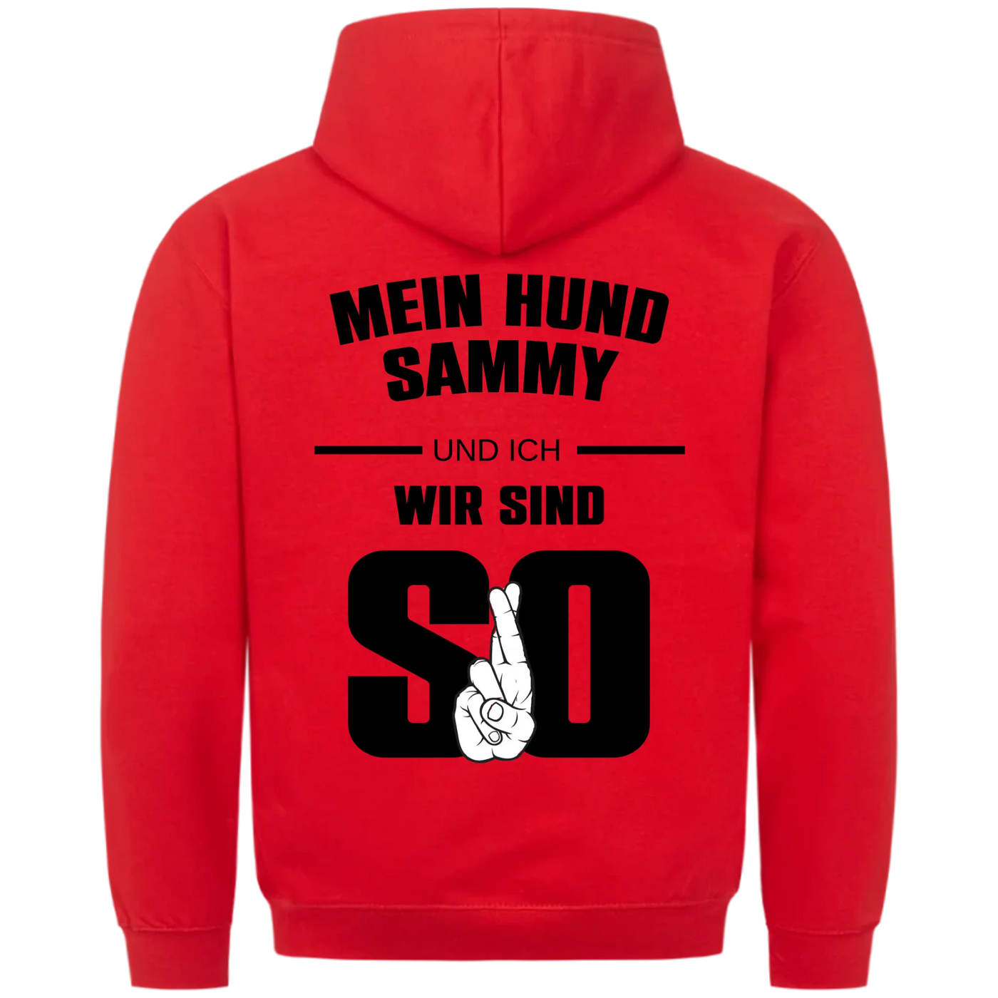 Mein Hund und ich wir sind so - Personalisierbarer Unisex Hoodie Rückendruck
