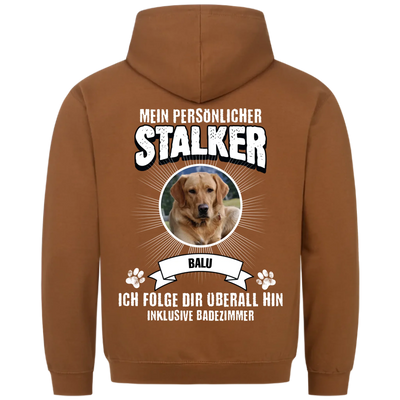 Mein persönlicher Stalker - Personalisierbarer Unisex Hoodie Rückendruck