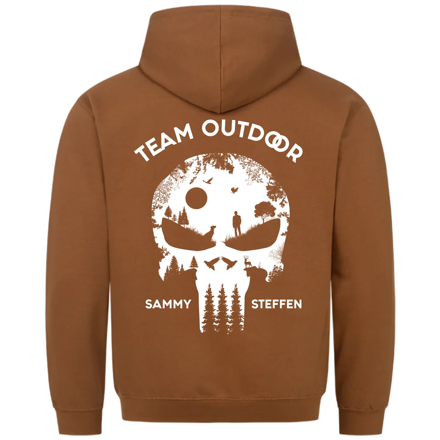 Team Outdoor Skull - Individueller Hoodie Unisex Rückendruck