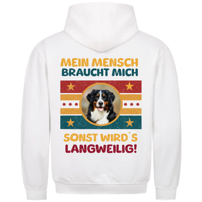 Mein Mensch braucht mich - Personalisierbarer Retro Classic Hoodie Unisex