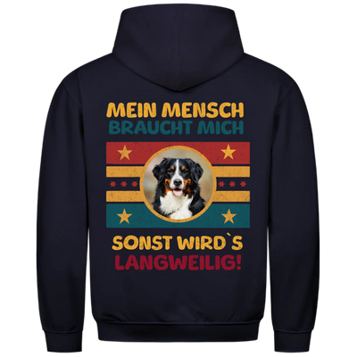 Mein Mensch braucht mich - Personalisierbarer Retro Classic Hoodie Unisex