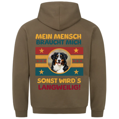 Mein Mensch braucht mich - Personalisierbarer Retro Classic Hoodie Unisex