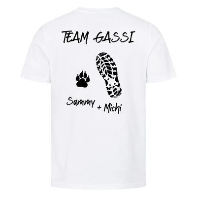 Team Gassi - Personalisierbares Unisex T-Shirt Rückendruck