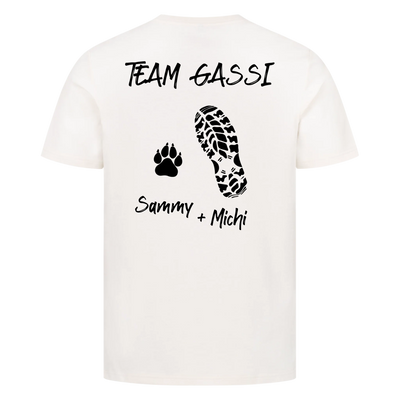 Team Gassi - Personalisierbares Unisex T-Shirt Rückendruck