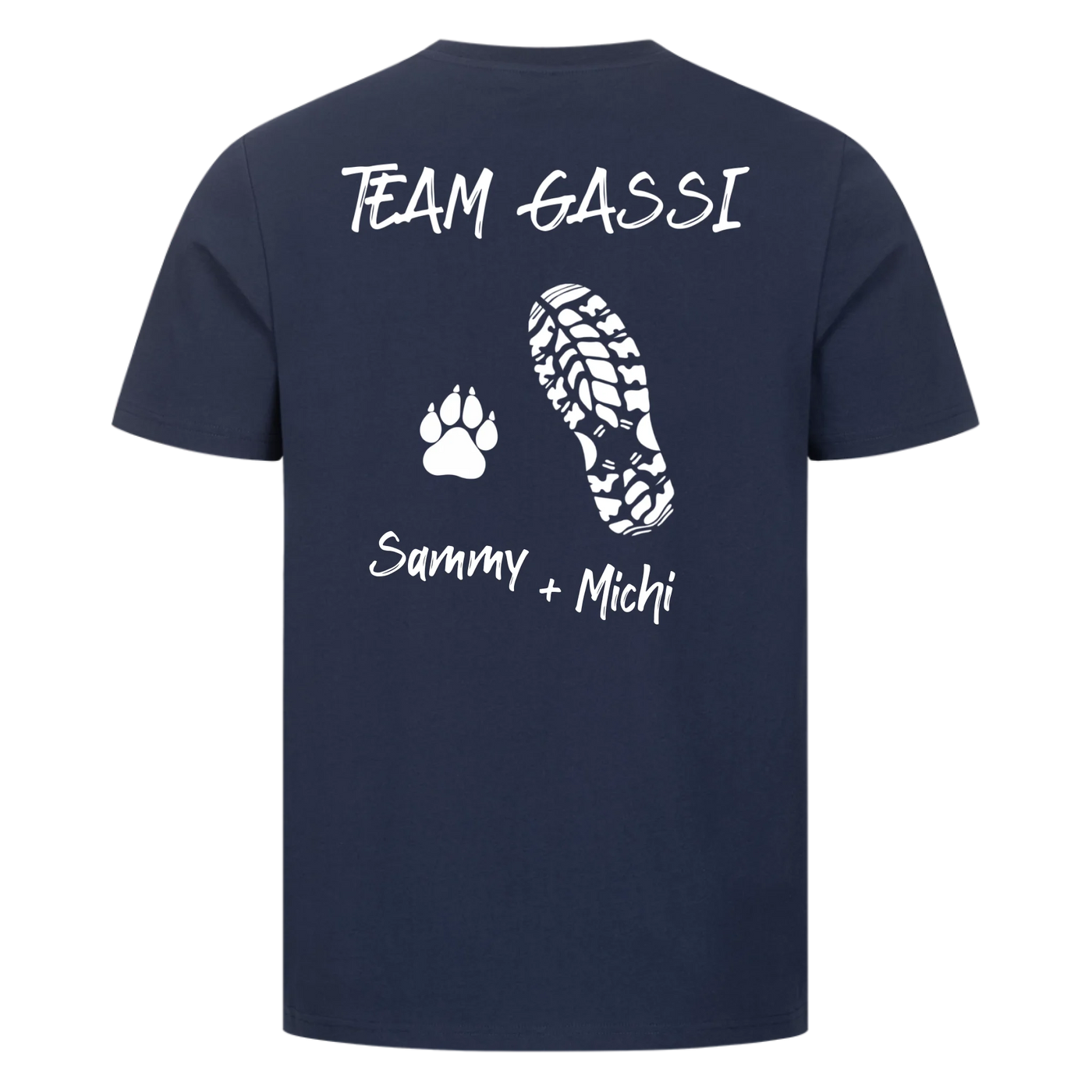 Team Gassi - Personalisierbares Unisex T-Shirt Rückendruck