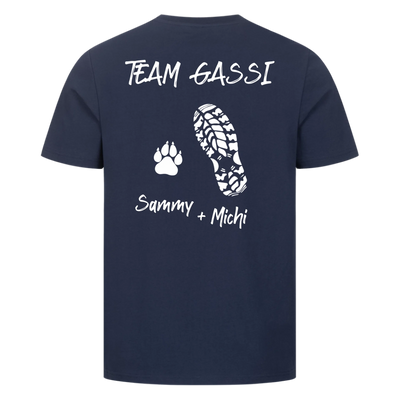 Team Gassi - Personalisierbares Unisex T-Shirt Rückendruck