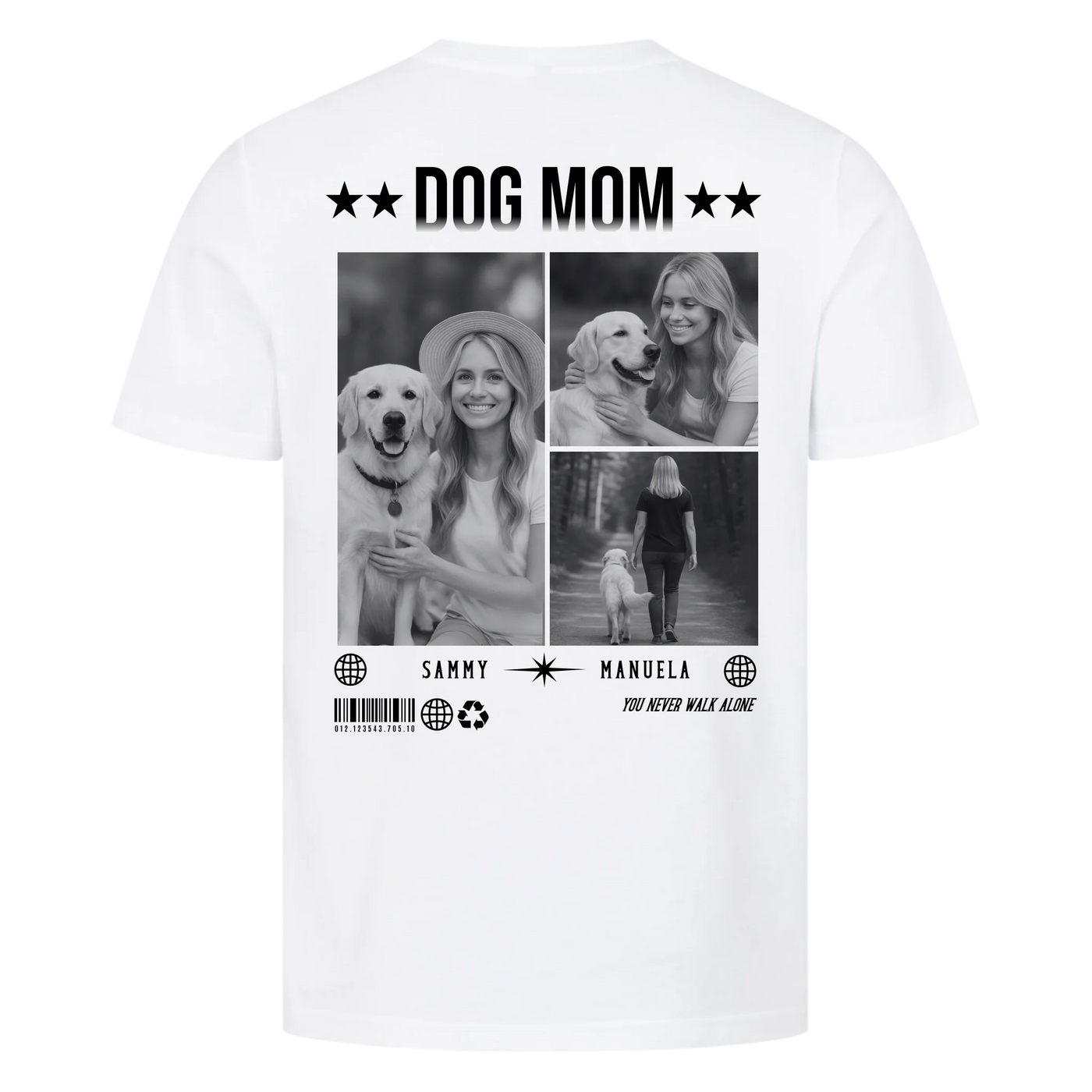 DOG MOM Fotocollage - Individuelles T-Shirt Unisex Rückendruck