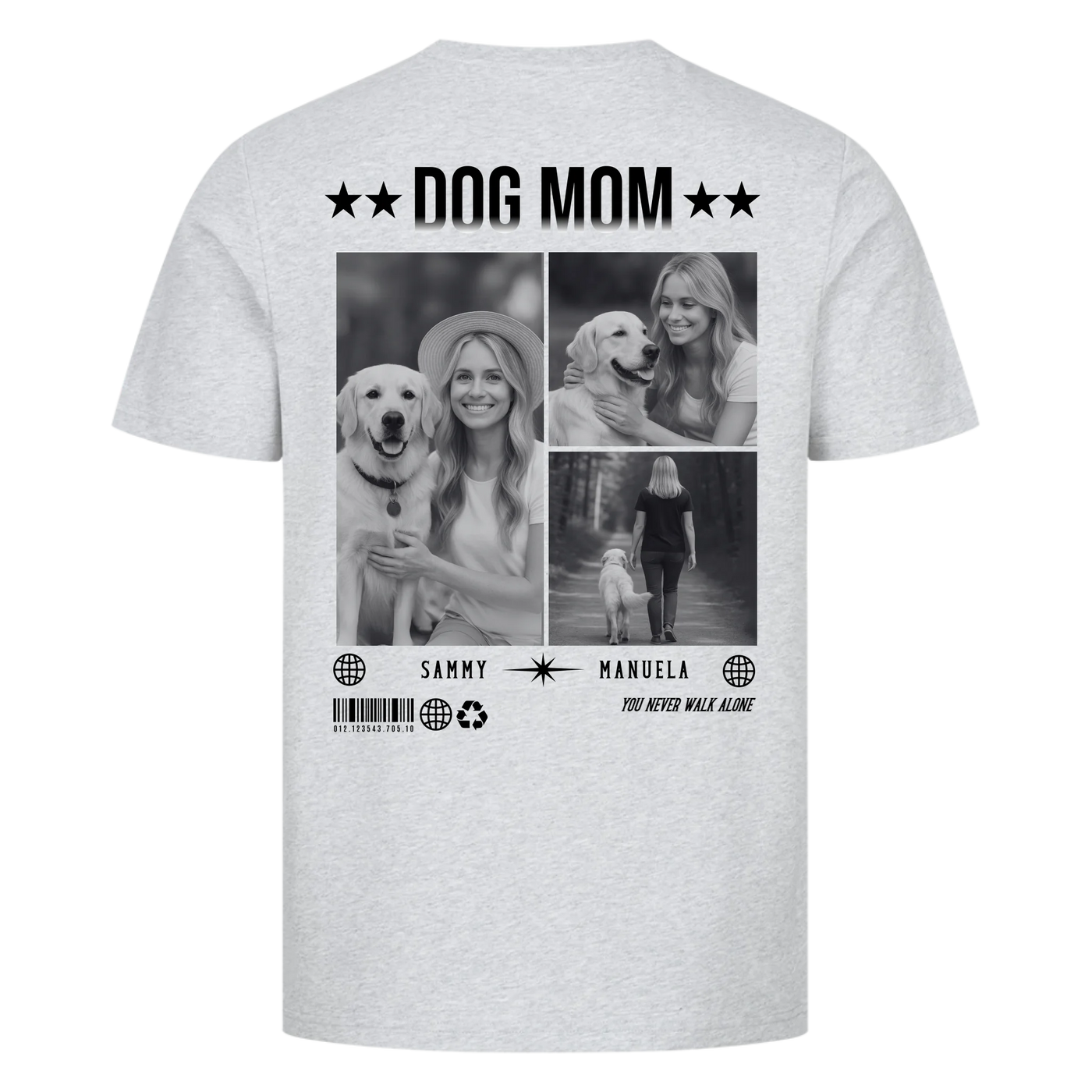DOG MOM Fotocollage - Individuelles T-Shirt Unisex Rückendruck