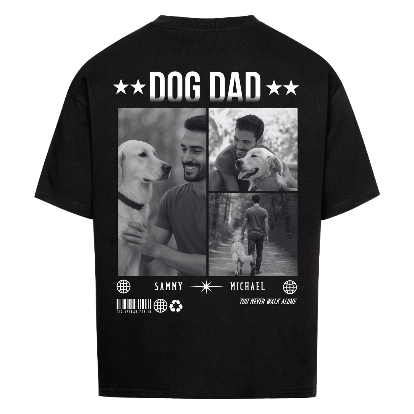 DOG DAD Fotocollage - Individuelles Oversized Shirt Rückendruck