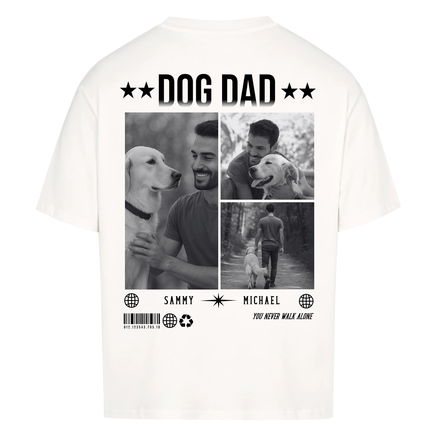 DOG DAD Fotocollage - Individuelles Oversized Shirt Rückendruck