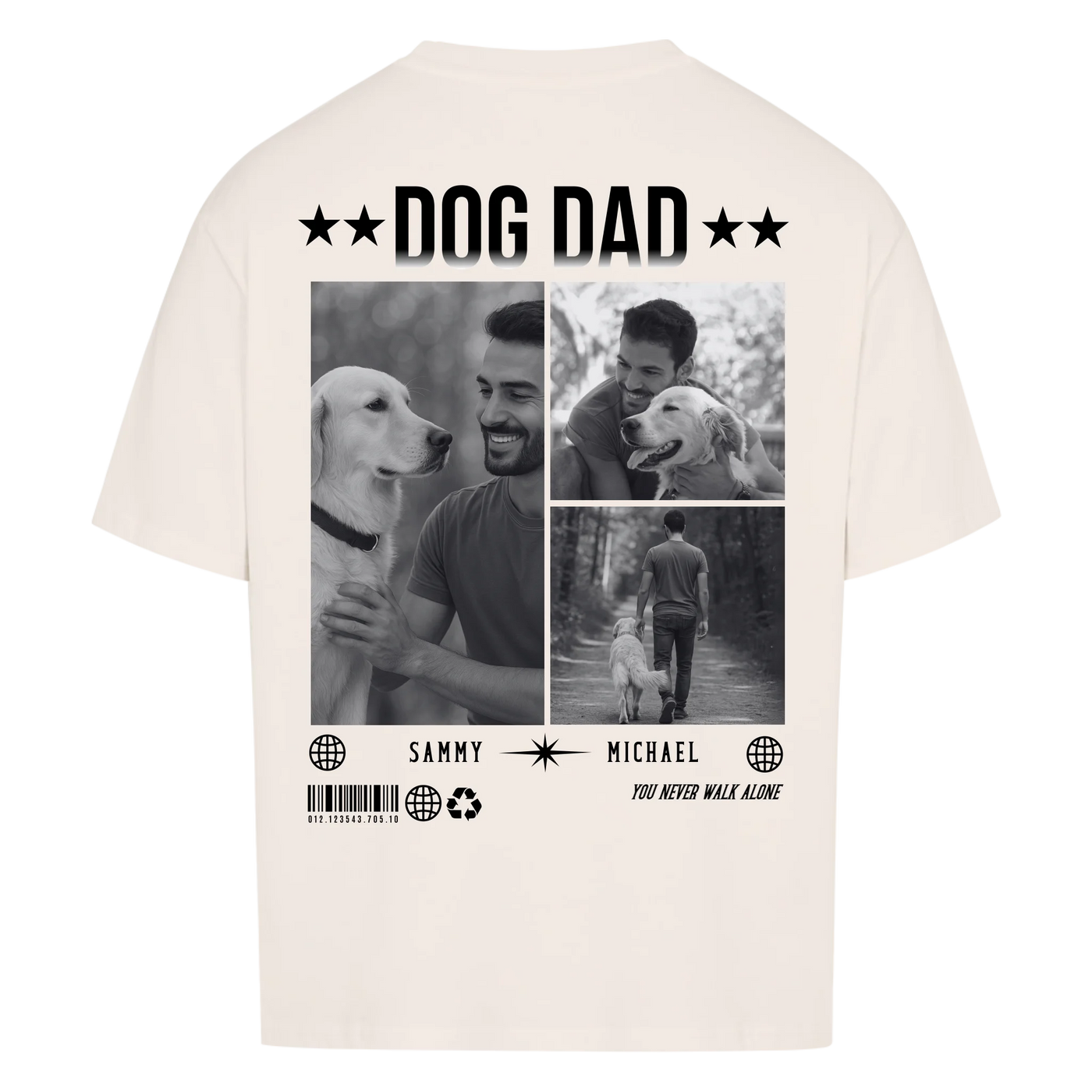DOG DAD Fotocollage - Individuelles Oversized Shirt Rückendruck