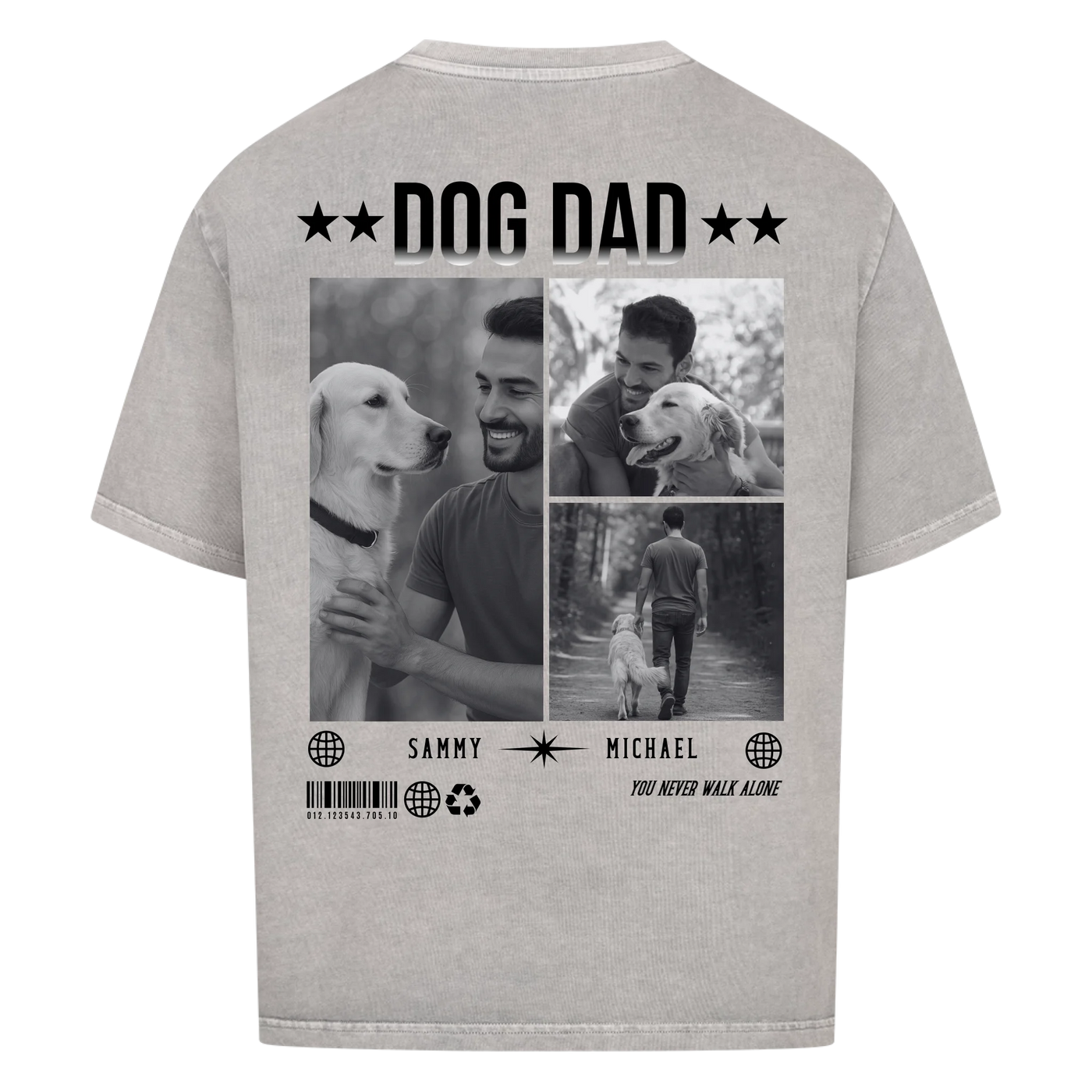 DOG DAD Fotocollage - Individuelles Oversized Shirt Rückendruck