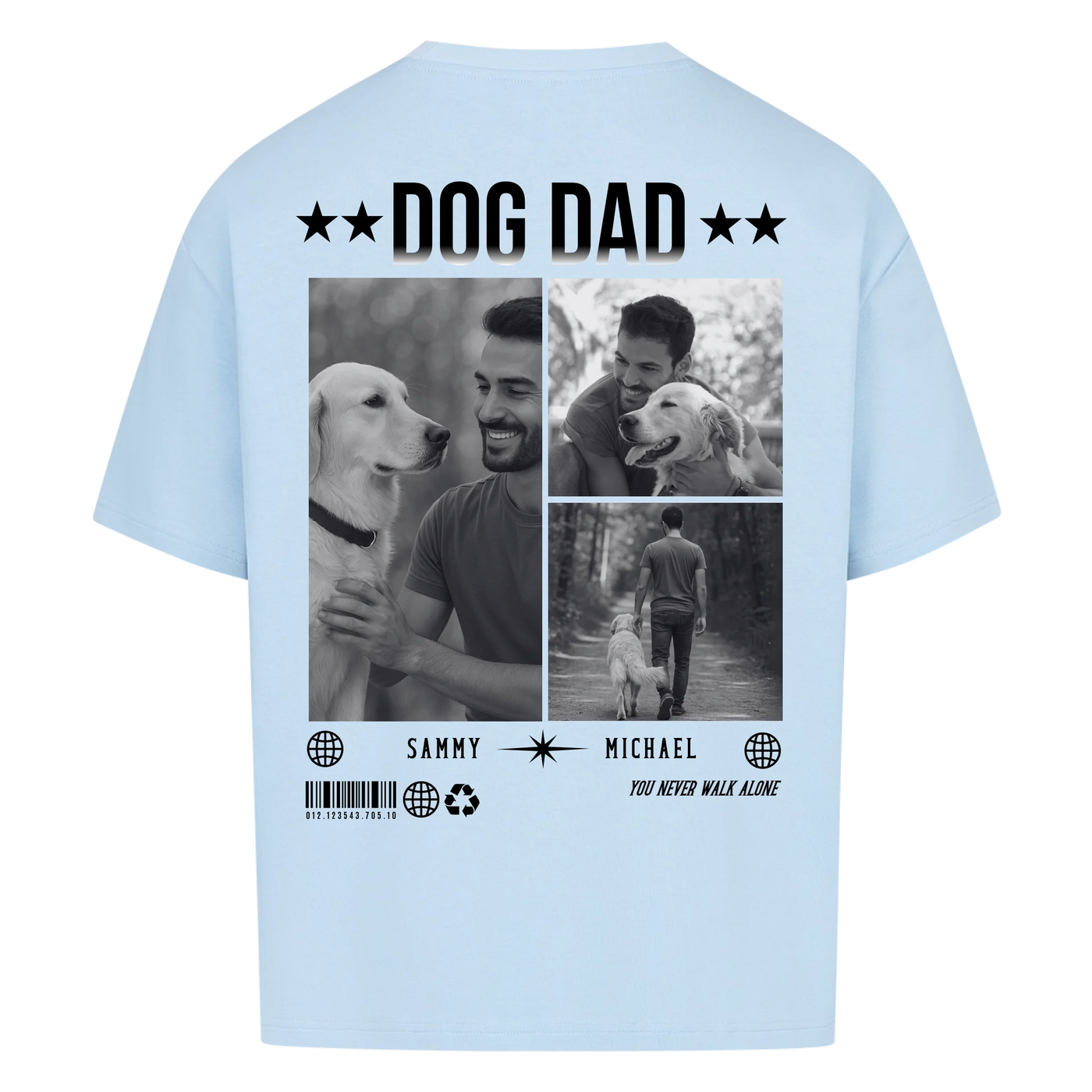 DOG DAD Fotocollage - Individuelles Oversized Shirt Rückendruck