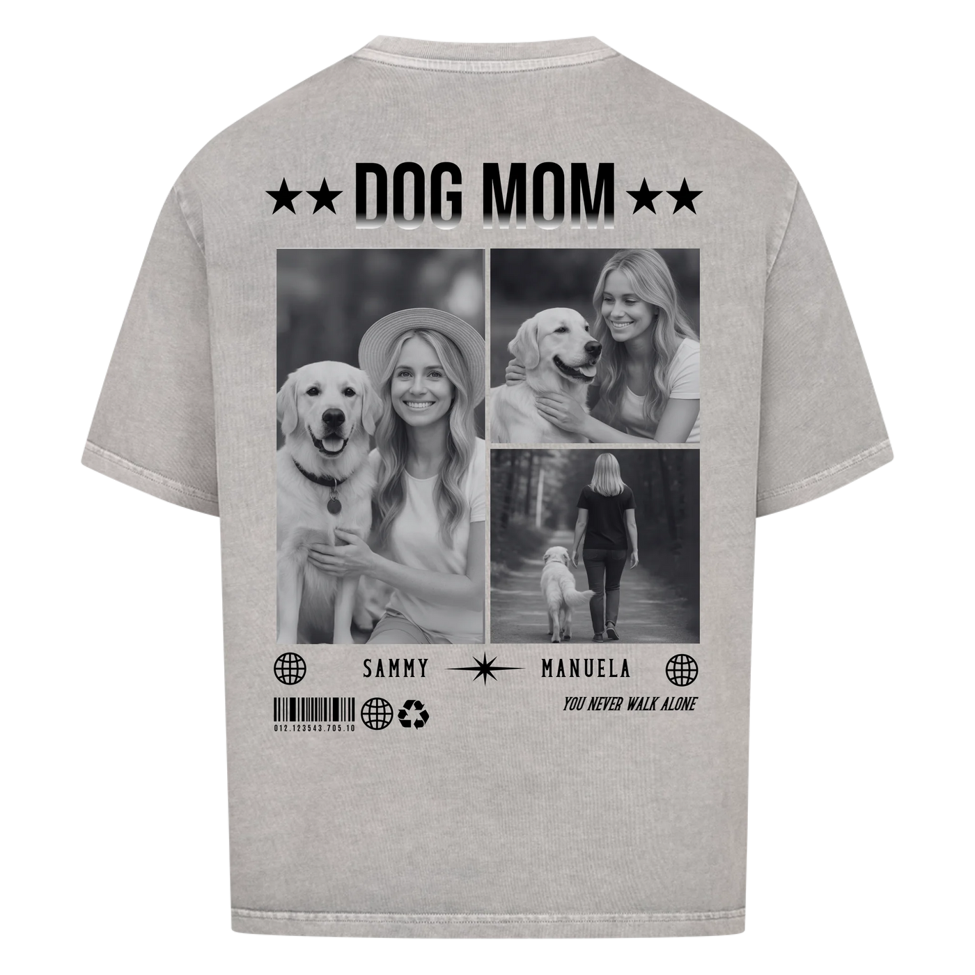 DOG MOM Fotocollage - Individuelles Oversized Shirt Rückendruck