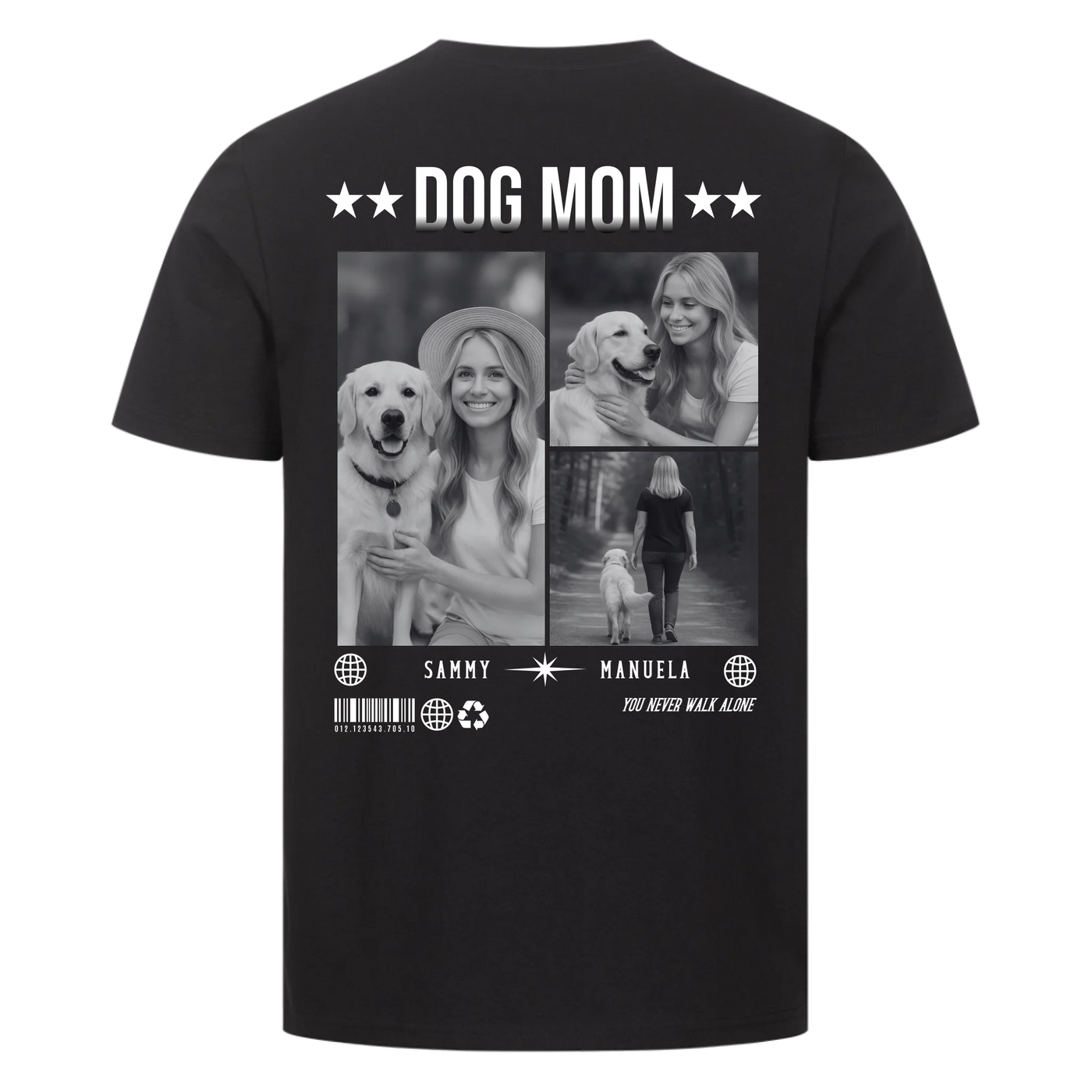 DOG MOM Fotocollage - Individuelles T-Shirt Unisex Rückendruck
