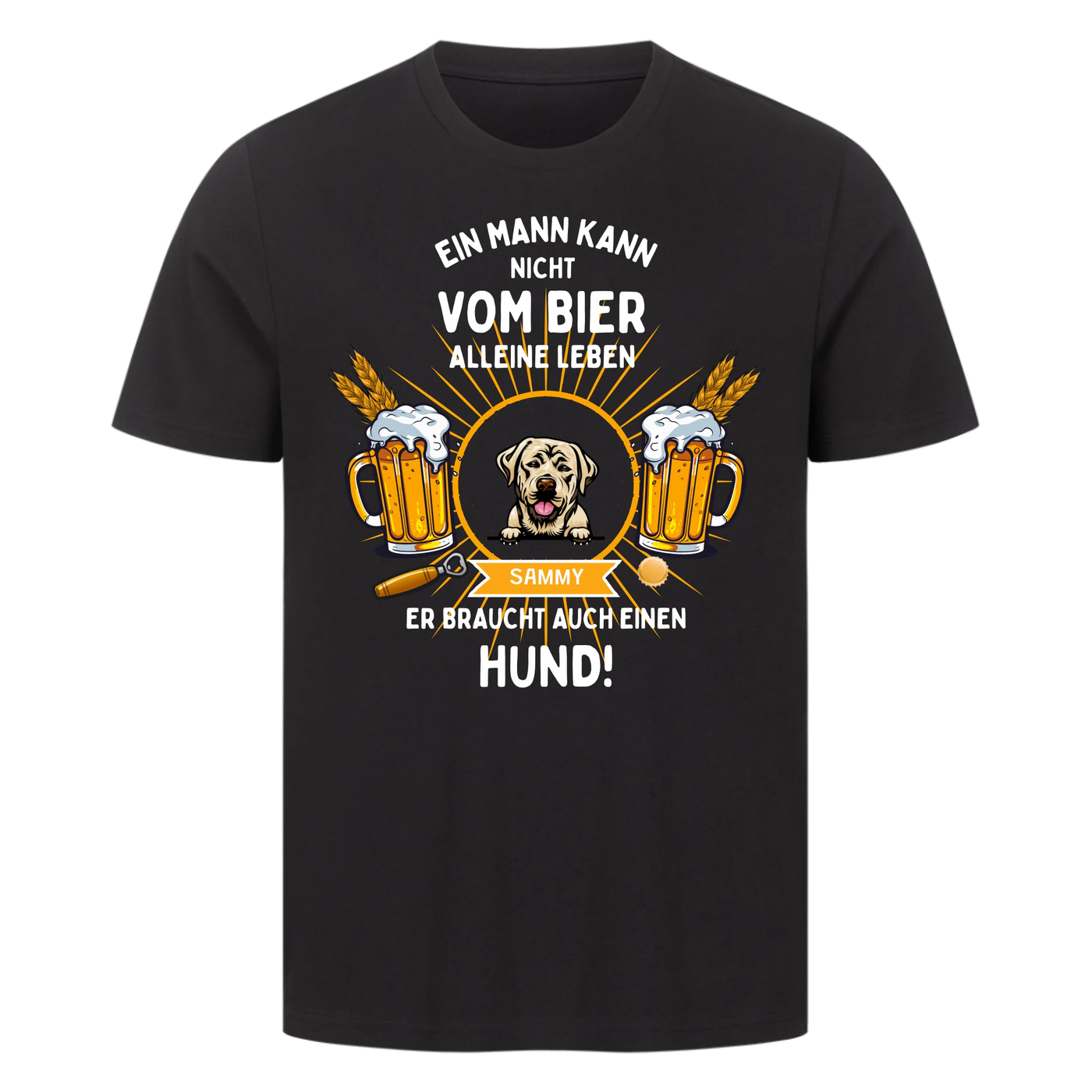 Bier und Hund - Personalisierbares T-Shirt Unisex
