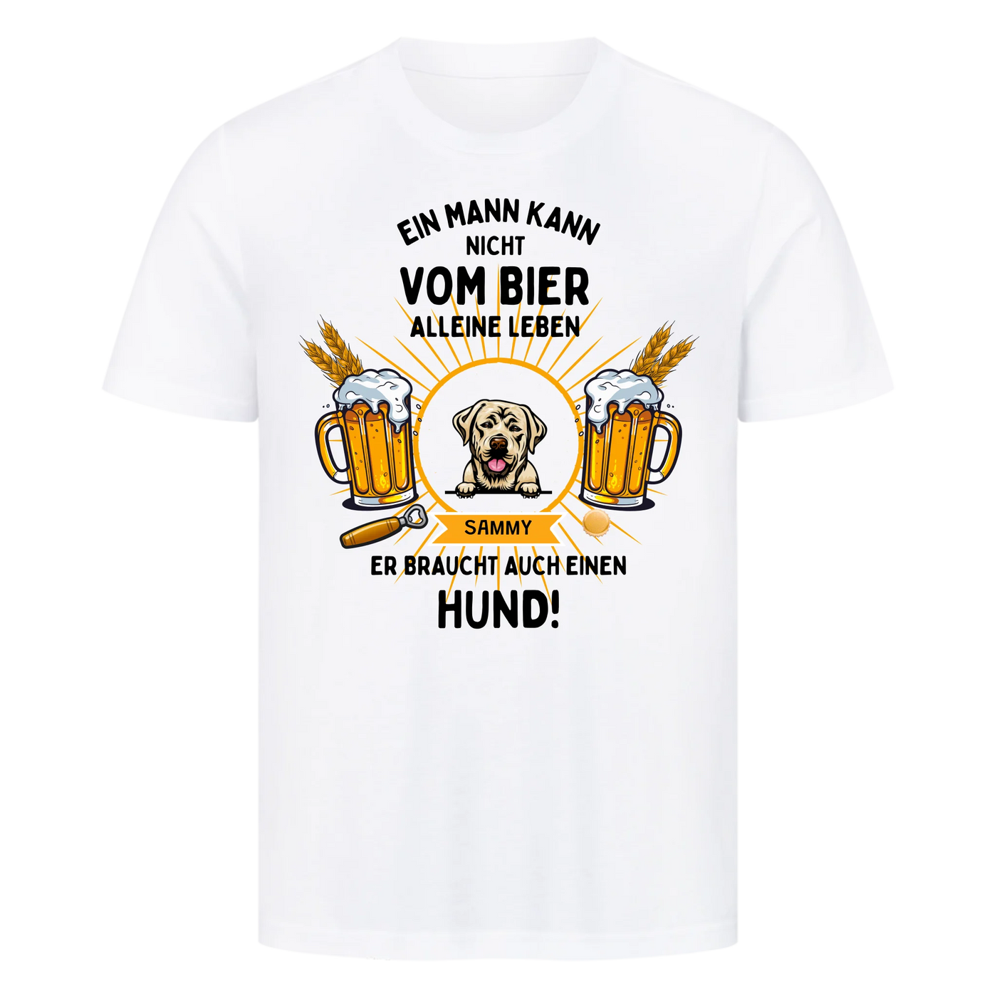 Bier und Hund - Personalisierbares T-Shirt Unisex