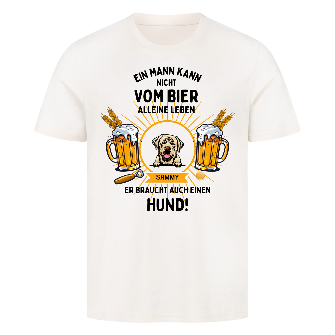 Bier und Hund - Personalisierbares T-Shirt Unisex
